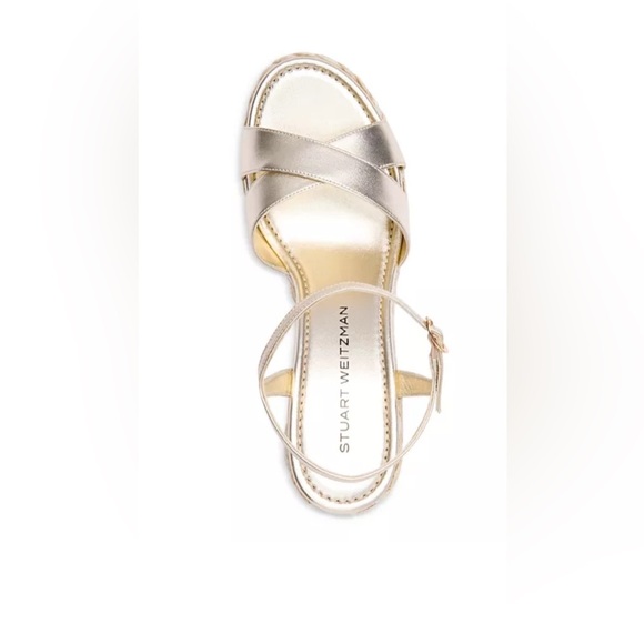 Stuart Weitzman Gold Wedge Sandals size 7.5 - Picture 3 of 9